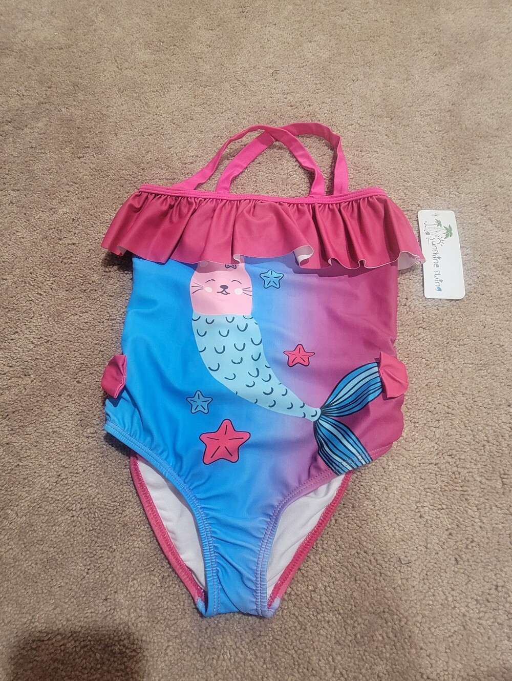 Sunshine Swing Girl’s Cat Mermaid Bathing Suit Size 7 NWT